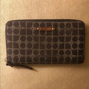 Kate Spade Brown and Gold Patterned Wallet